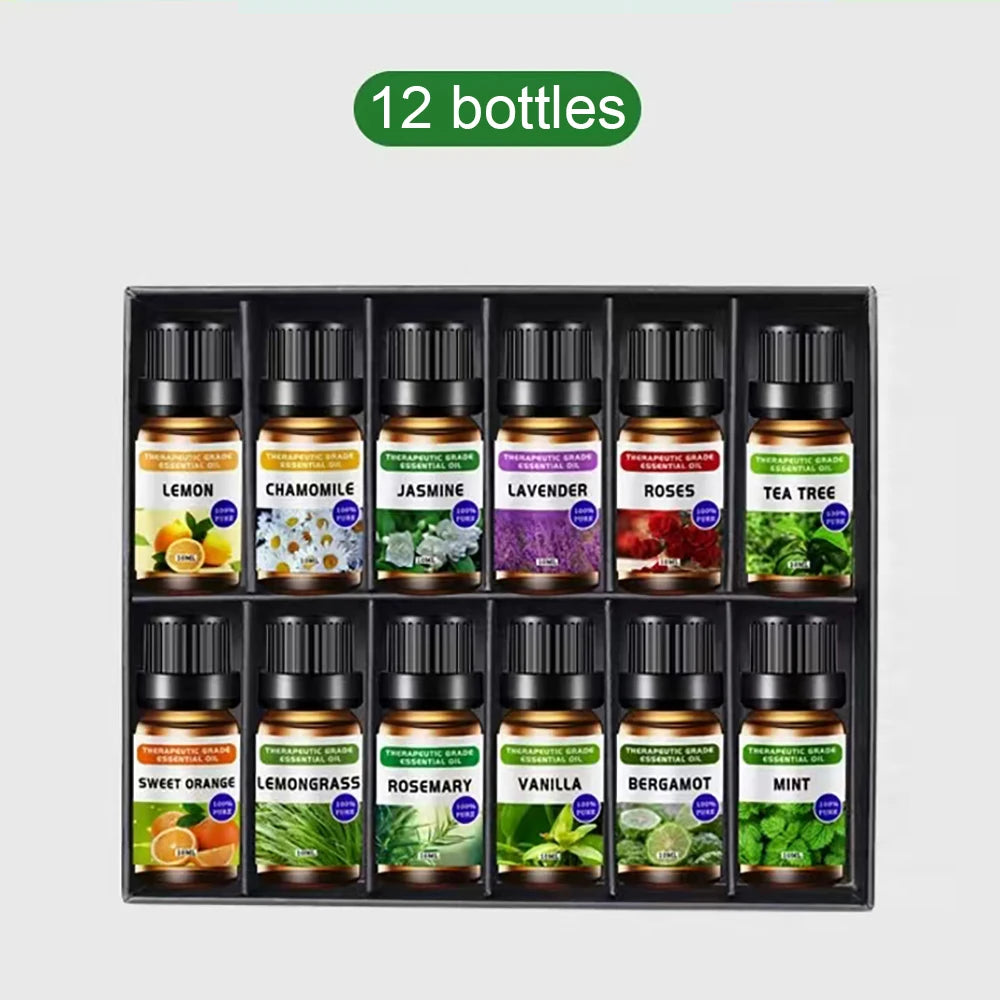 12-Bottle Essential Oil Set for Diffuser & Aromatherapy
