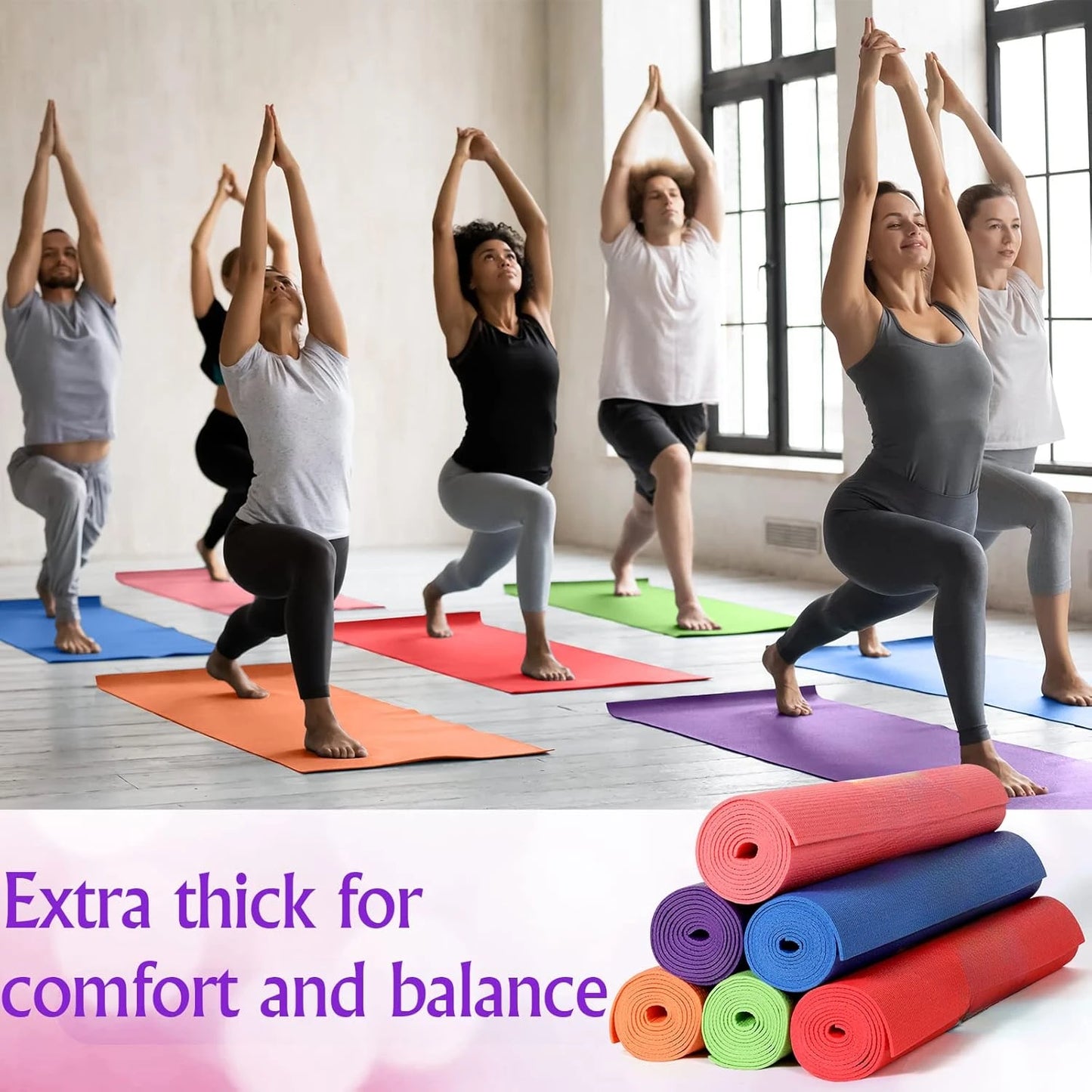 Lightweight Colorful Exercise Mat for Yoga & Fitness