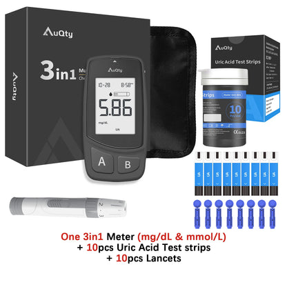 3-in-1 Multifunction Blood Glucose, Cholesterol & Uric Acid Meter