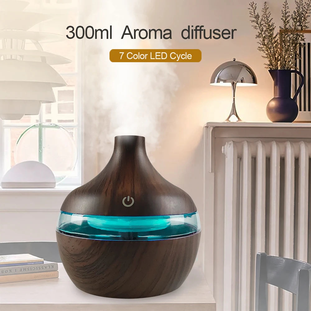 Portable USB Humidifier with LED & Aromatherapy – 300ml