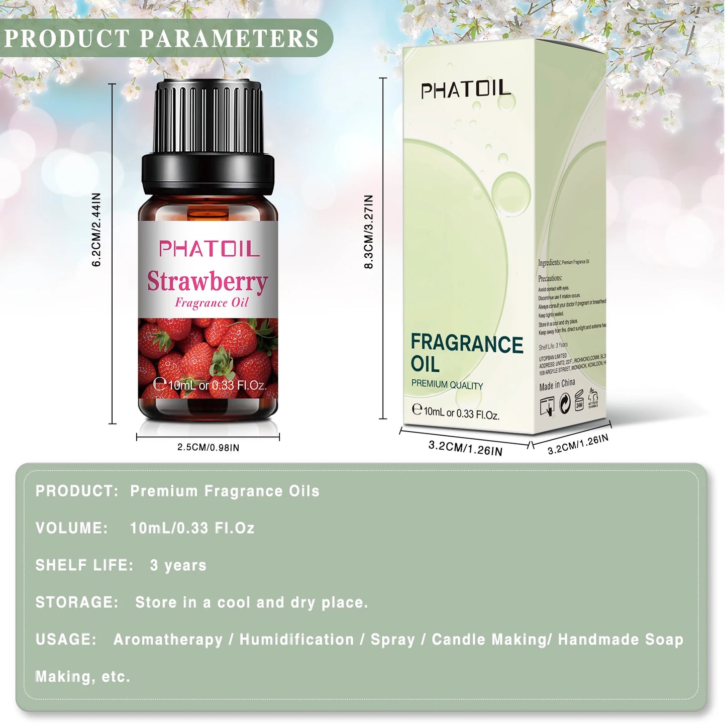 PHATOIL 10ml Fruit Fragrance Oils – 7 Scents for DIY & Aromatherapy