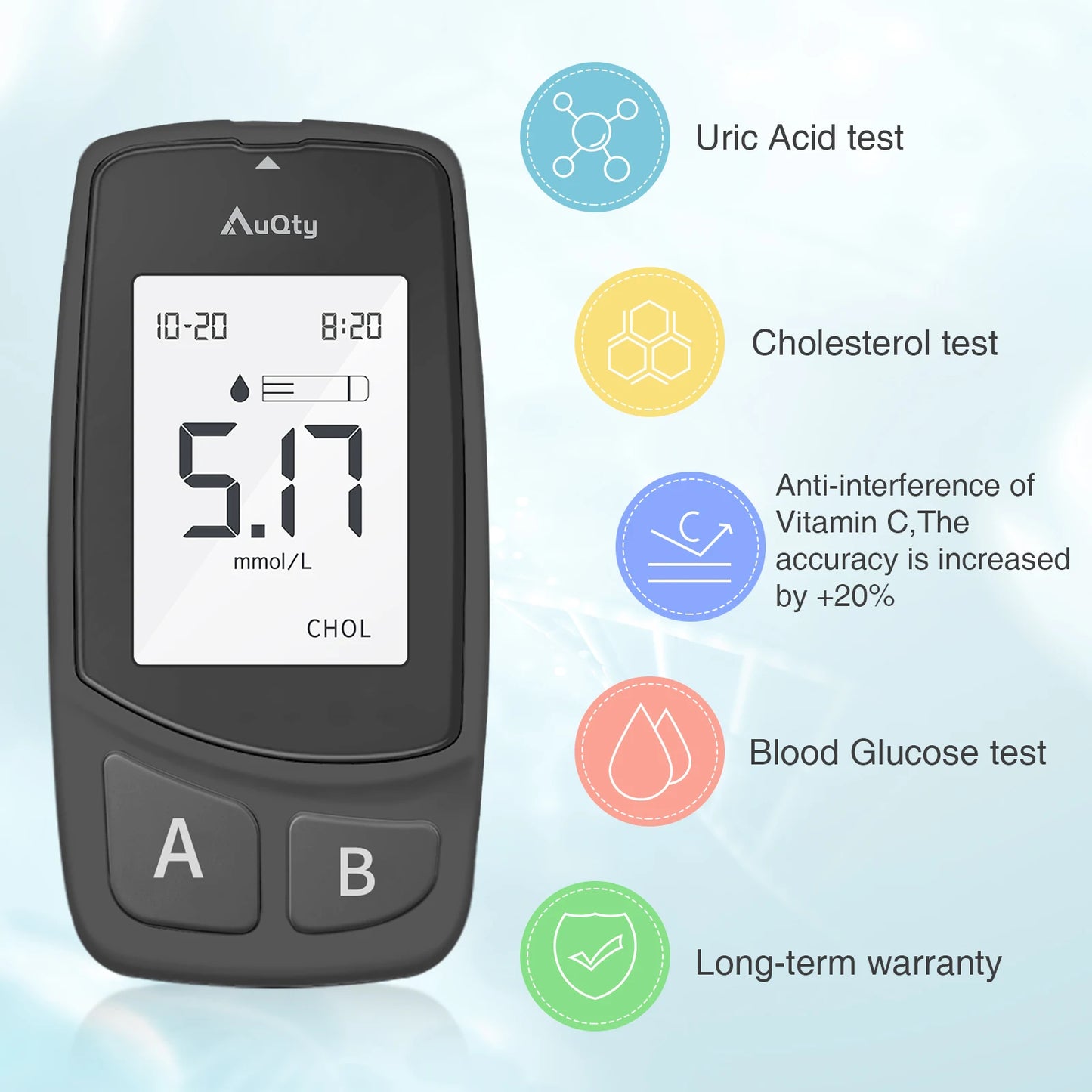 3-in-1 Multifunction Blood Glucose, Cholesterol & Uric Acid Meter