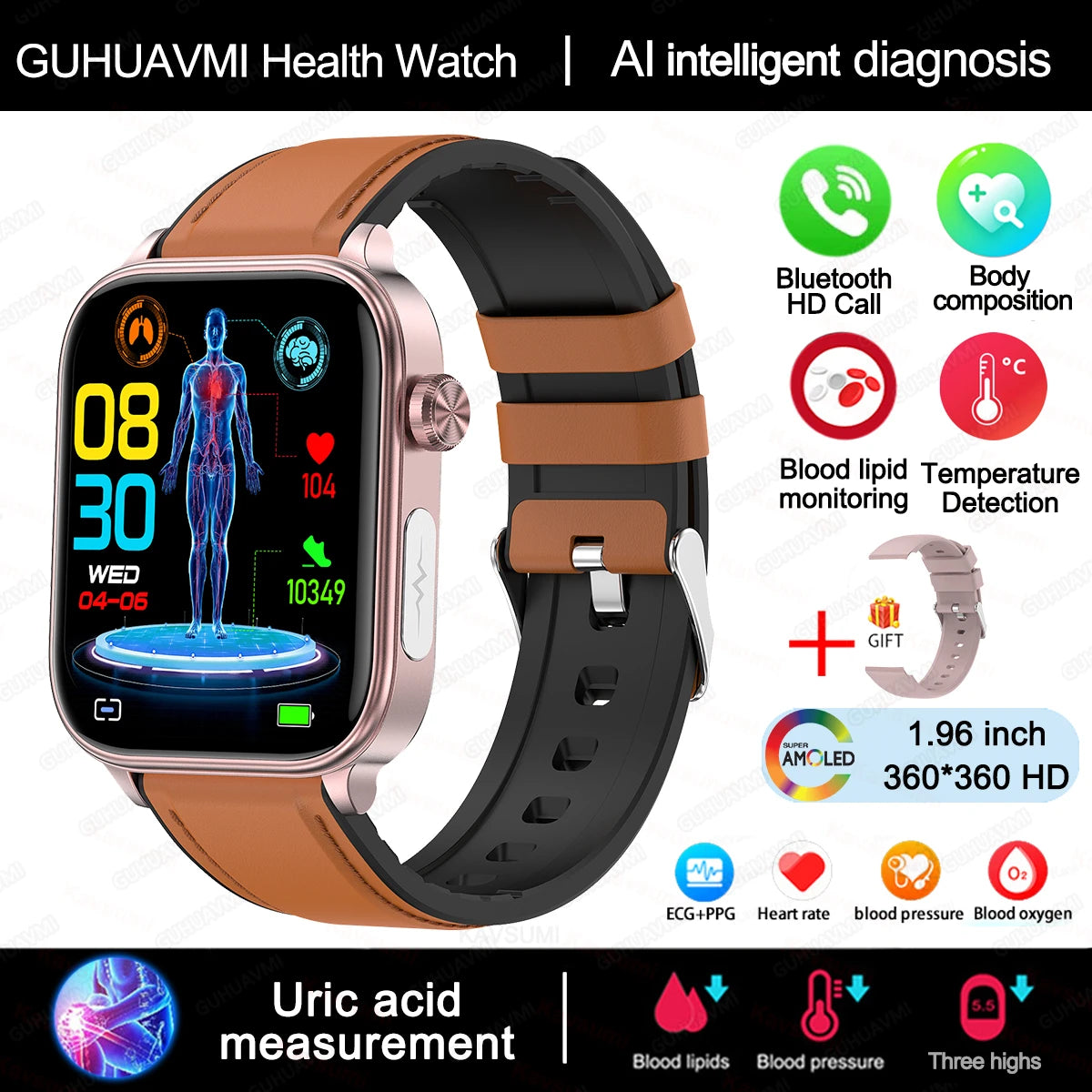 2025 Smartwatch with ECG, PPG & Health Monitoring