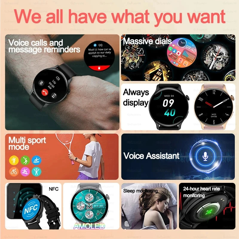 2024 NFC Smartwatch for Women with GPS & Health Monitoring