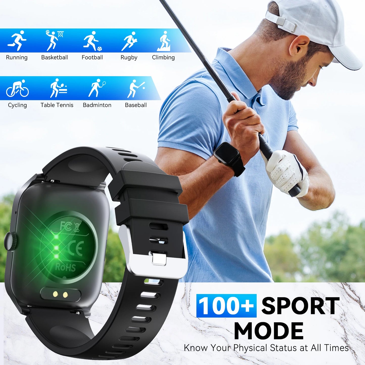 LaNikar QS56 1.83" Smartwatch with Bluetooth Call