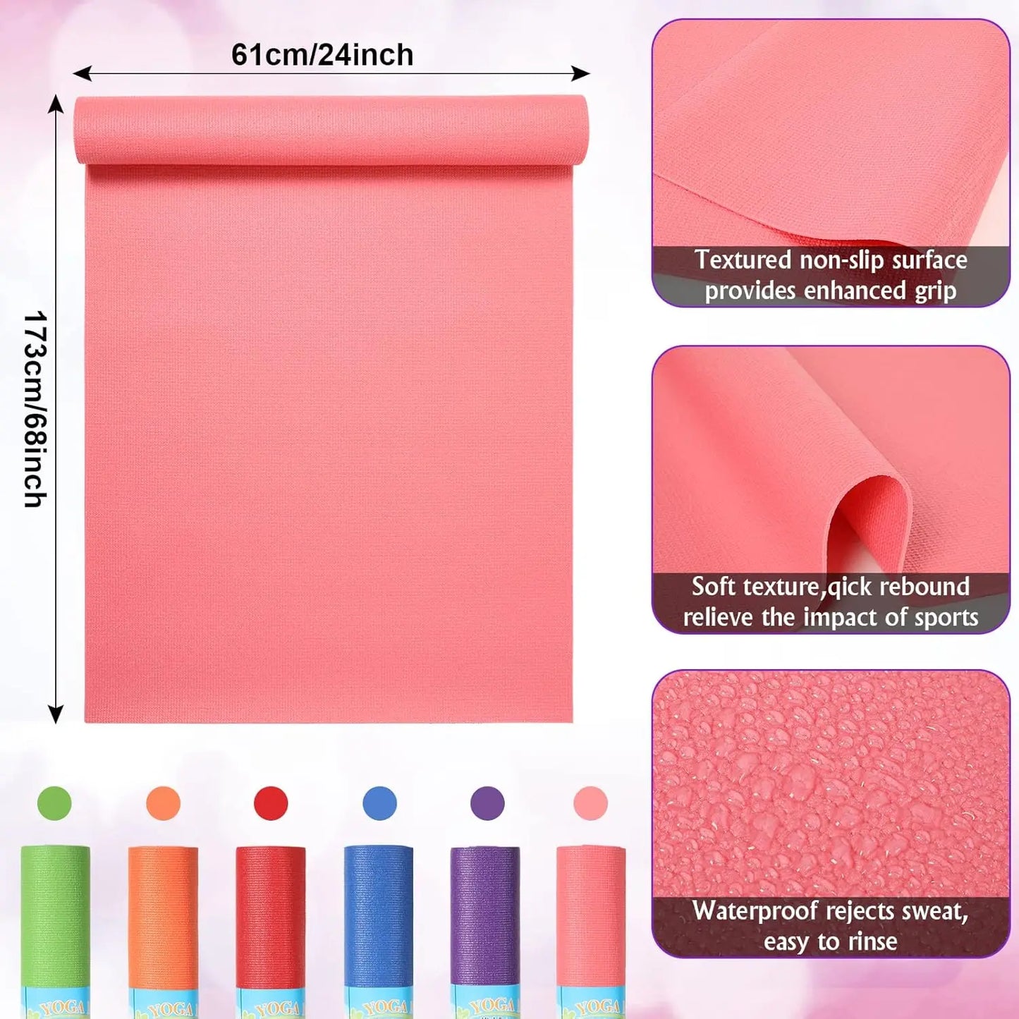 Lightweight Colorful Exercise Mat for Yoga & Fitness