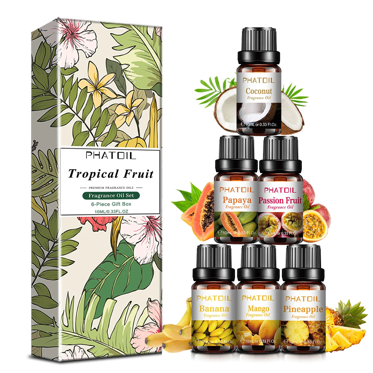 PHATOIL 10ml Fruit Fragrance Oils – 7 Scents for DIY & Aromatherapy