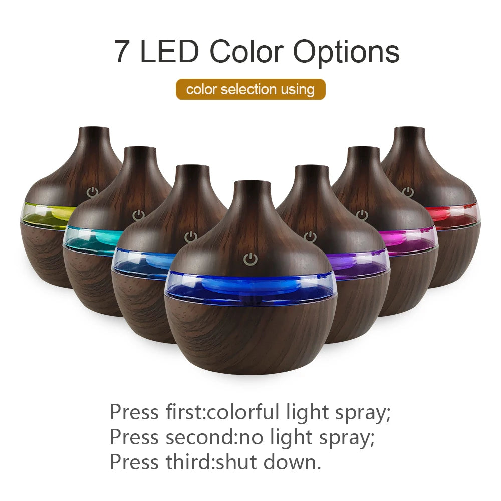 Portable USB Humidifier with LED & Aromatherapy – 300ml