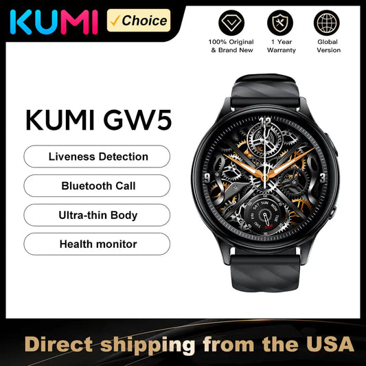 KUMI GW5 1.39" Waterproof Smartwatch with Liveness Detection
