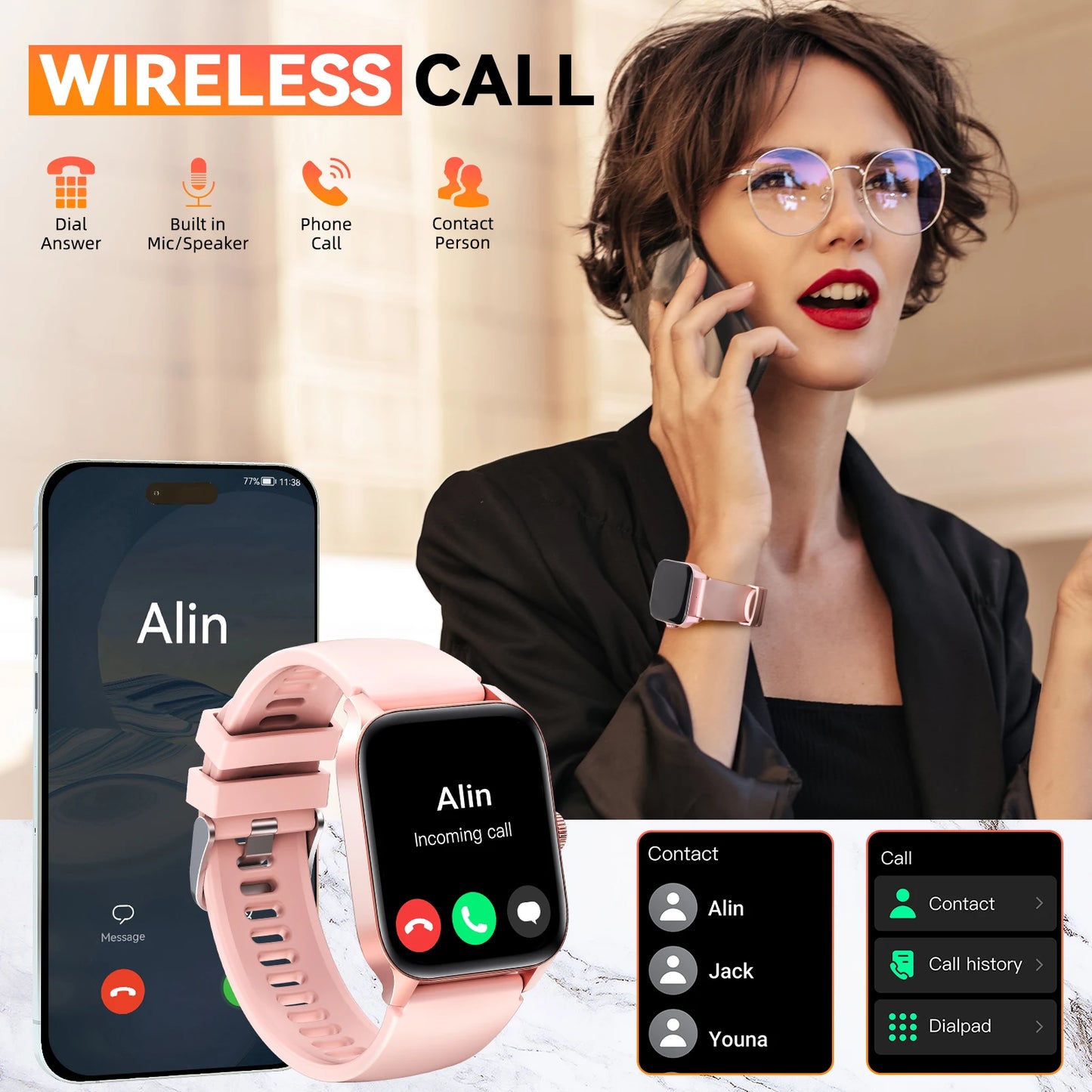 LaNikar QS56 1.83" Smartwatch with Bluetooth Call