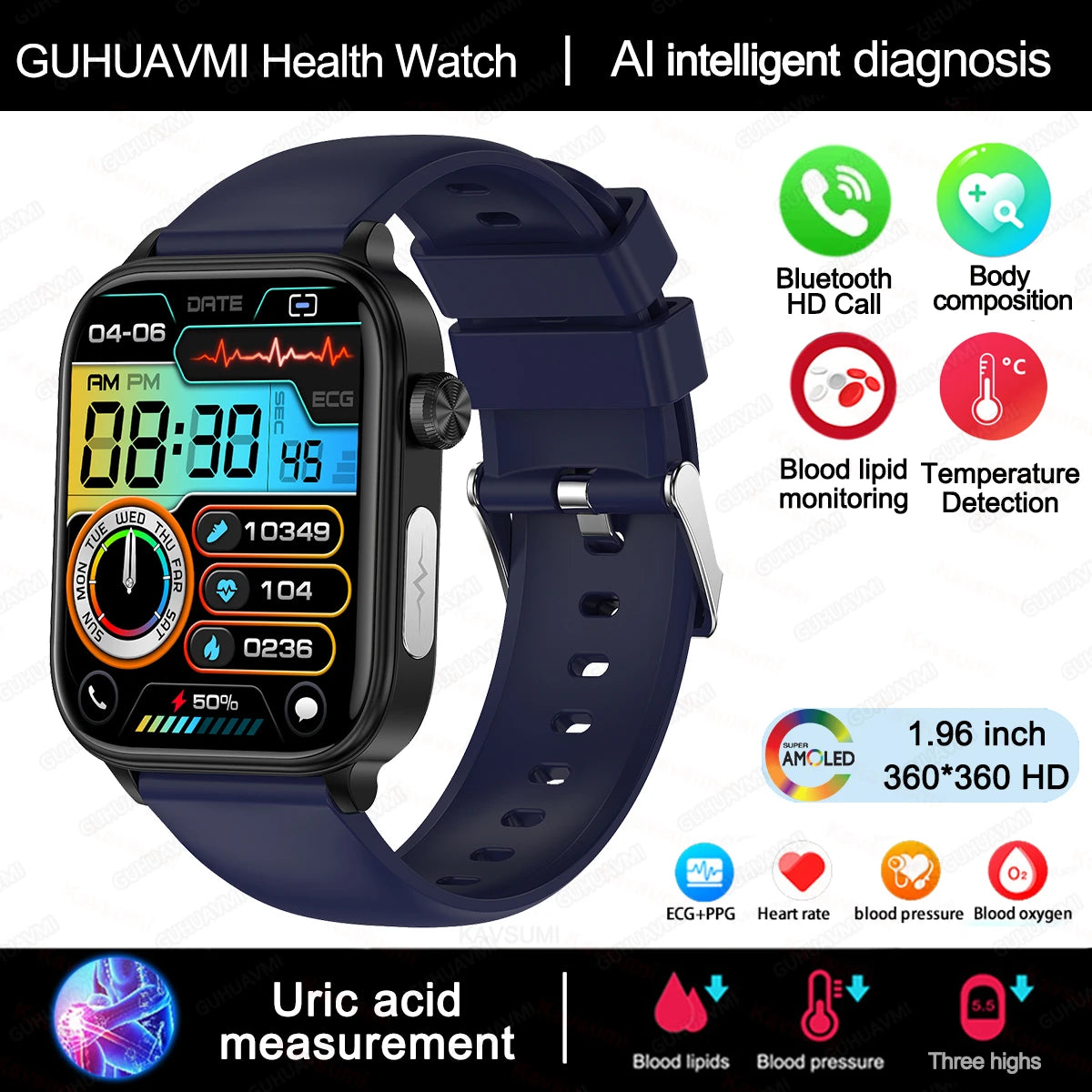2025 Smartwatch with ECG, PPG & Health Monitoring